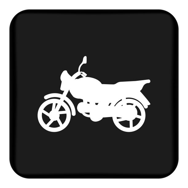 矢量，单色，孤立，一个运动摩托车的平面图标。黑色纽扣配白色摩托车图片下载