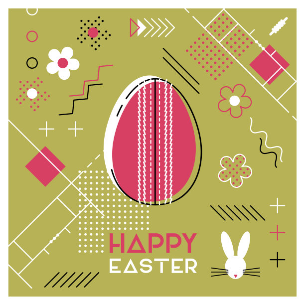 复活节运动贺卡。孟菲斯抽象设计。板球。图片下载