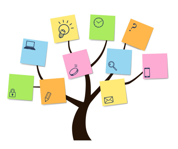 树和便利贴和图标图片下载