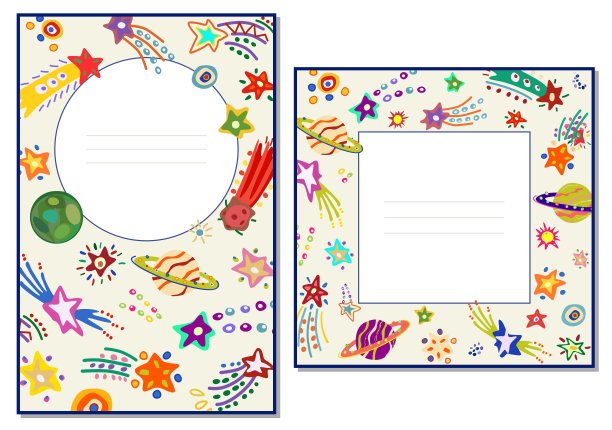 带有彩色彗星和星星的模板卡片。空间。矢量图图片下载