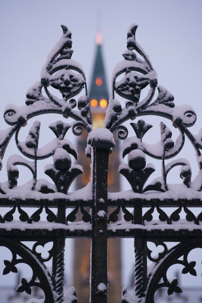 加拿大国会大厦的栅栏图片下载