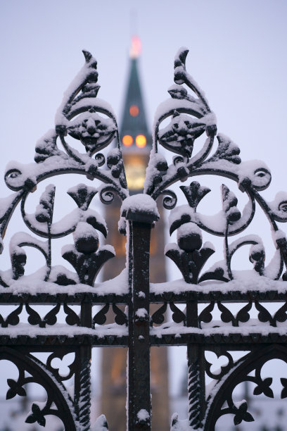 加拿大国会大厦的栅栏图片下载