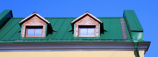 绿色屋顶上的房子图片下载