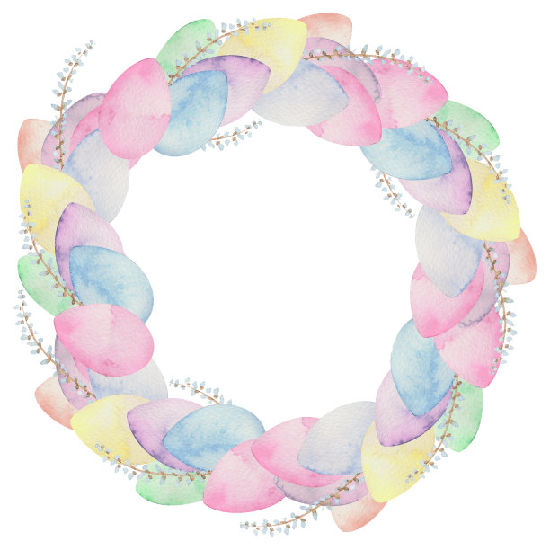 用复活节彩蛋做成的水彩花环图片下载