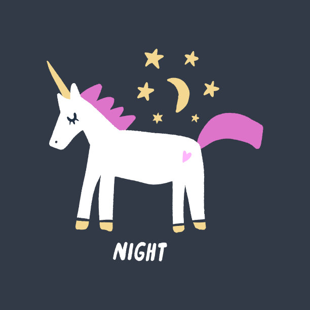 矢量托儿所字母涂鸦海报和明信片与独角兽在斯堪的纳维亚风格图片下载