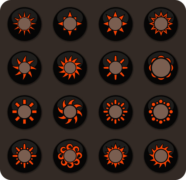 一组太阳图标图片下载