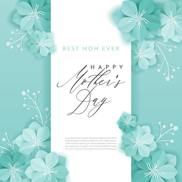 母亲节节日快乐横幅。母亲节贺卡你好春天剪纸设计与花和花卉元素排印海报。矢量图图片下载