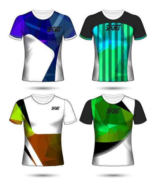 一套足球或足球球衣模板t恤风格，设计你的足球俱乐部矢量插图图片下载