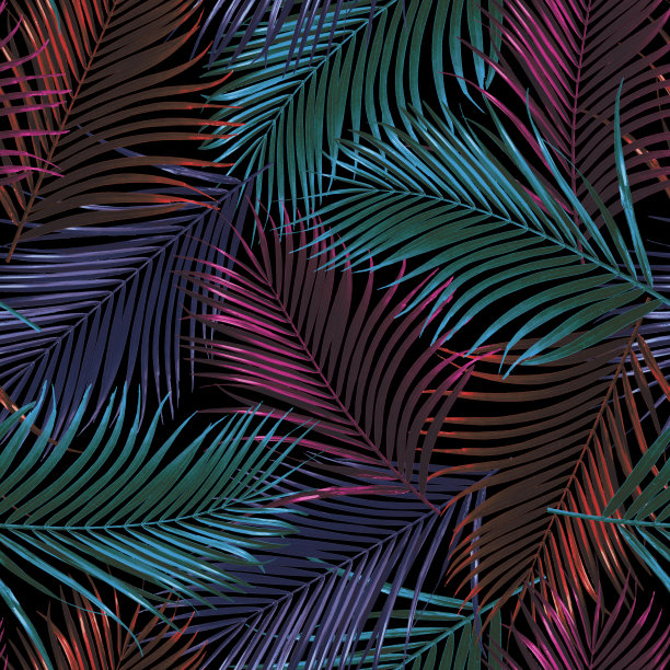 热带棕榈树重复图案图片下载