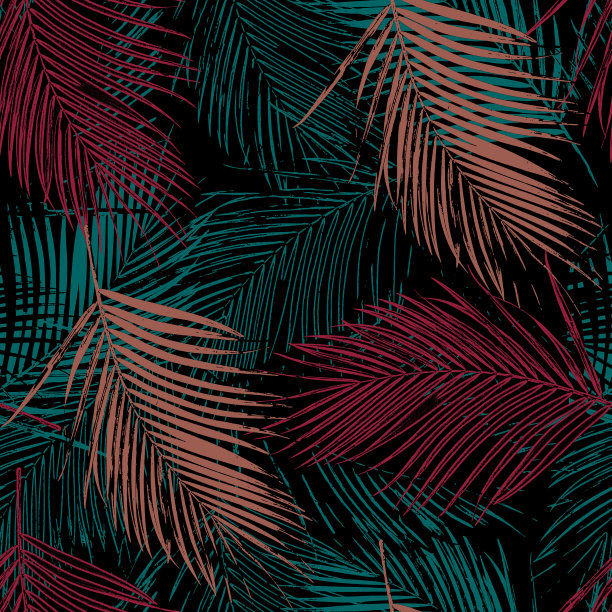 热带棕榈树重复图案图片下载