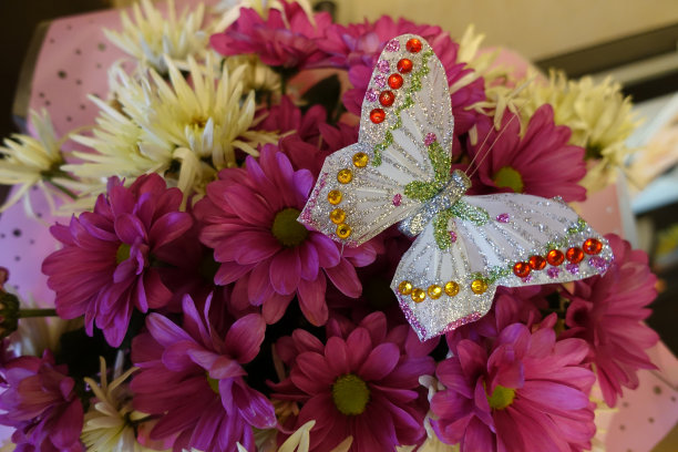 一束蝴蝶形状的串珠胸针图片下载