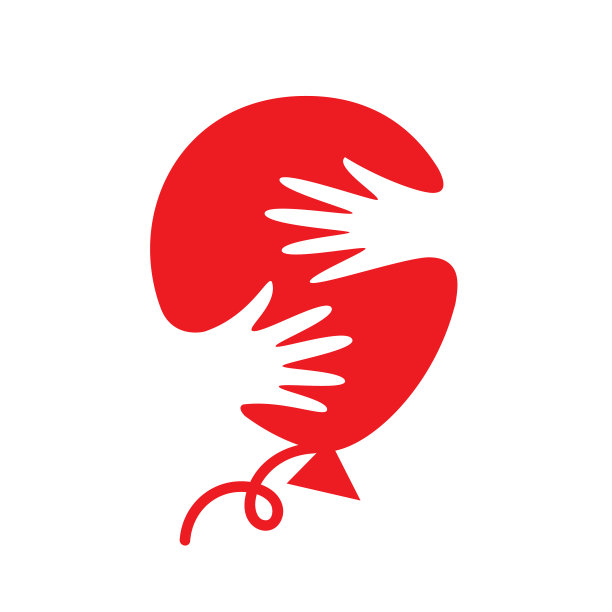 拥抱气球符号，气球和手的插图图片下载