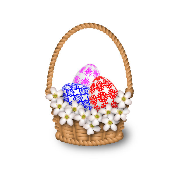 装满鲜花和鸡蛋的篮子图片下载