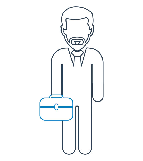 商人线图标与公文包在手。可编辑的矢量每股收益。图片下载