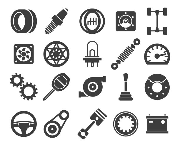 汽车零部件黑色图标图片下载