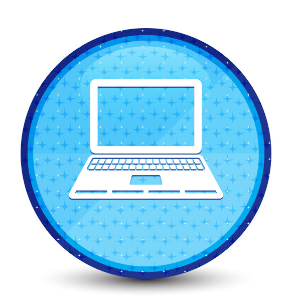 笔记本电脑图标银河青色蓝色圆形按钮图片下载