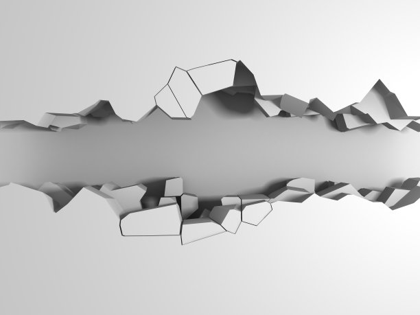 黑暗的破坏在白色的石墙上撕开了一个洞图片下载