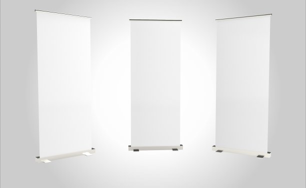 三个孤立的空白滚动横幅显示图片下载