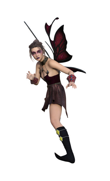 在白色背景上以战斗姿态有翅膀的仙女图片下载