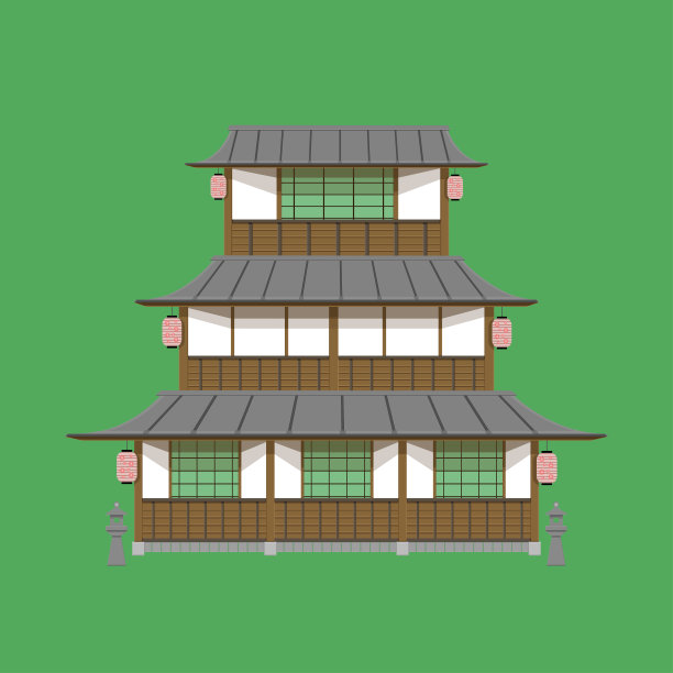 日本老宅三楼向量绿色没有标志你现在可以下载，因为它是美丽的插图eps10图片下载