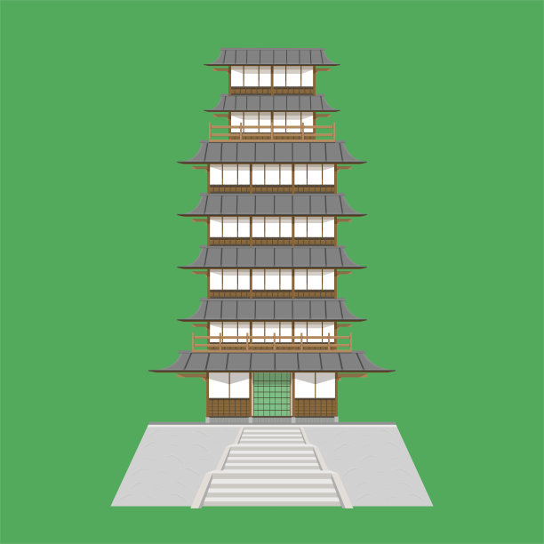 日本塔老风格矢量插图eps10图片下载