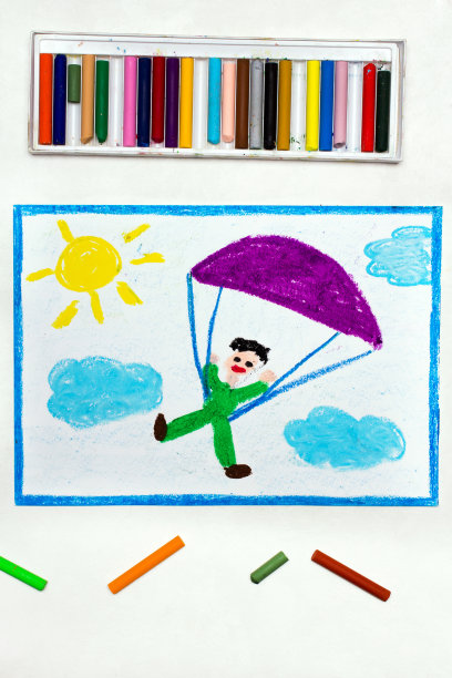 色彩斑斓的画:跳伞。跳伞图片下载