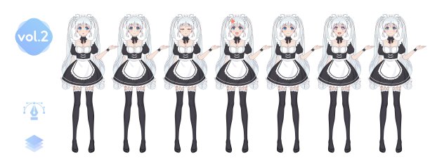 动画漫画的女孩。女保洁员咖啡馆的服装图片下载