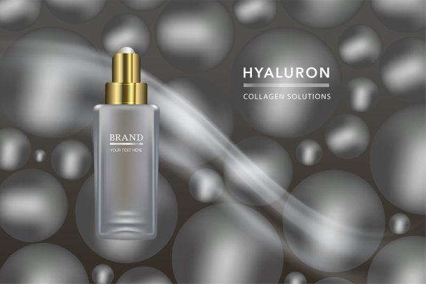 美容产品，灰色化妆品容器与广告背景准备使用，奢侈护肤广告，插图向量。图片下载