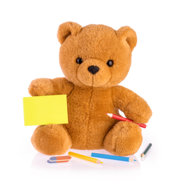 泰迪熊。子绘图概念孤立的白色背景图片下载