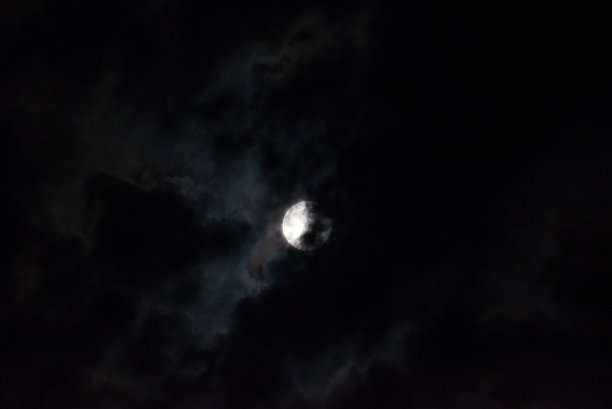 晚上月亮穿过云层，超级月亮图片下载