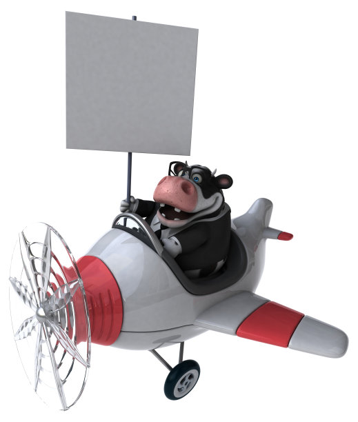 有趣的牛- 3D插图图片下载