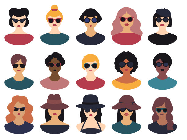 15现代女孩肖像矢量文件集图片下载