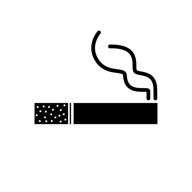 白色背景上有烟雾图标的香烟。矢量插图。图片下载