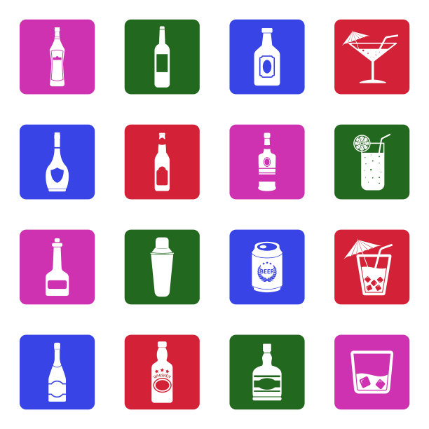 酒精的图标。广场上的白色平面设计。矢量插图。图片下载