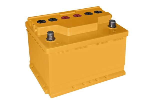 橙色汽车电池上的白色背景接近图片下载