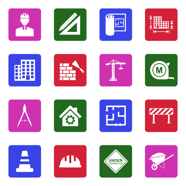 建筑和建筑图标。广场上的白色平面设计。矢量插图。图片下载