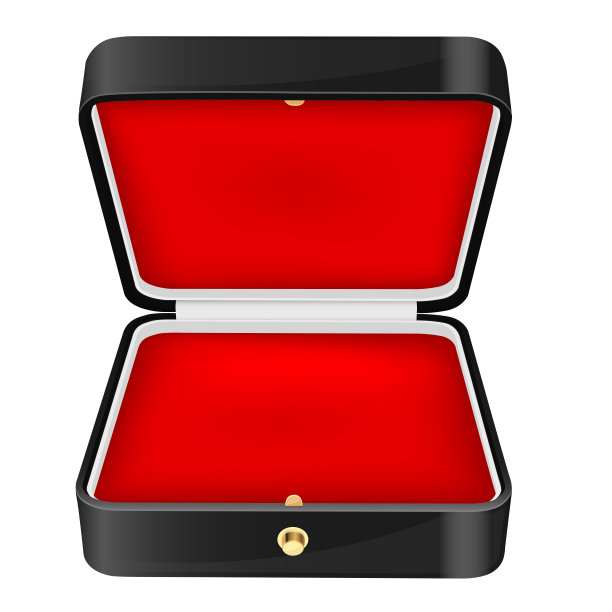 红色天鹅绒衬里的黑色首饰盒图片下载