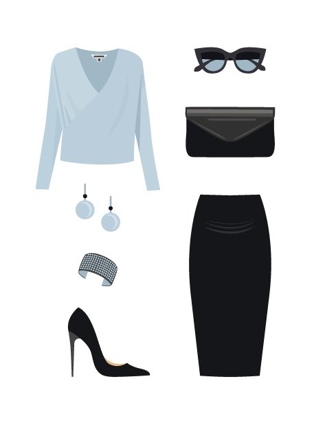 一套时尚女性服装和配件。图片下载