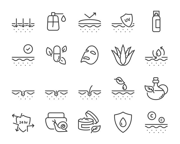 一套皮肤图标，如面部，alovera，凝胶，水分图片下载