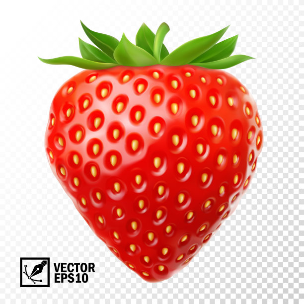 3D现实孤立矢量草莓，可编辑手工网格图片下载