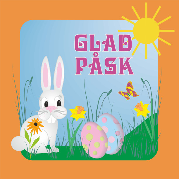 Vector illustration with Swedish text-Glad Påsk, means Happy Easter.图片下载