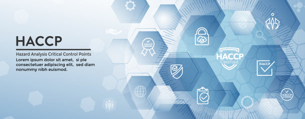 HACCP -危害分析关键控制点图标集和网页标题横幅与奖励或检查标记图片下载