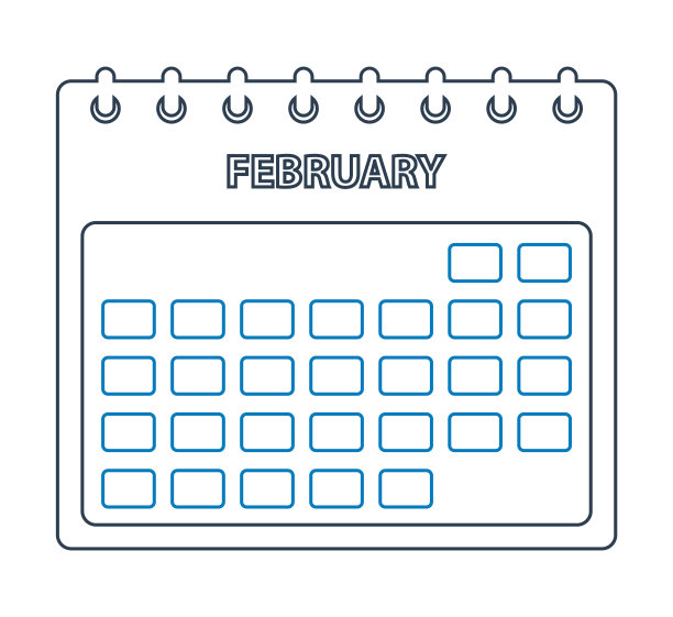 二月日历行图标。可编辑的矢量每股收益。图片下载