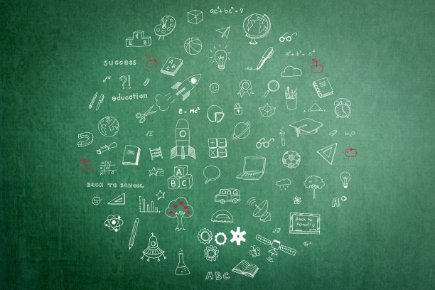 手绘粉笔画圆圈形式的绿色黑板纹理背景图片下载