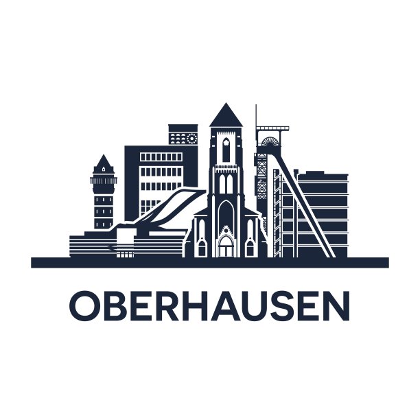 奥伯豪森城市的抽象天际线，矢量图图片下载