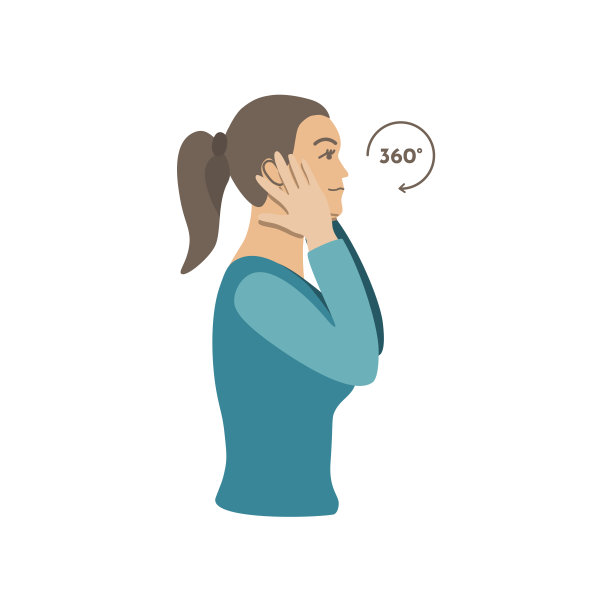 矢量彩色插图。颈部运动由女孩放松。使用头部和耳朵按摩。创造性的概念图片下载