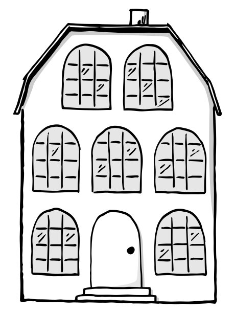 黑白涂鸦的房子图片下载