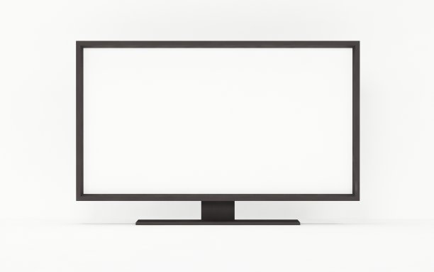 电视平面屏幕液晶，等离子现实插图- 3D渲染图片下载