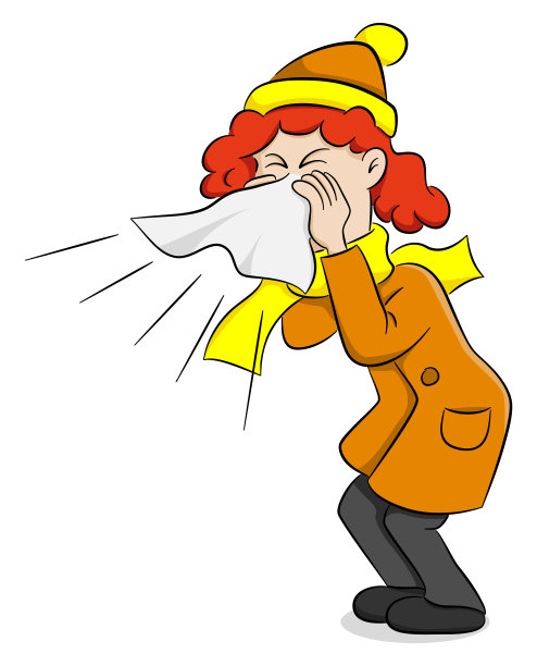 用手帕打喷嚏的女人图片下载