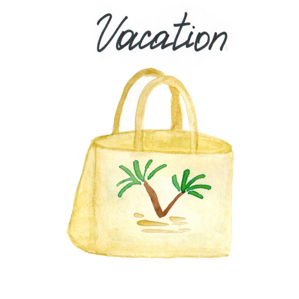 最好的水彩插画假期。沙滩和阳光。图片下载